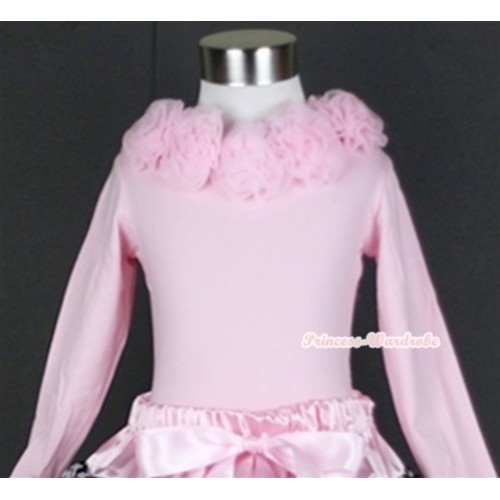 Light Pink Long Sleeves Tops with Light Pink Rosettes TW315 